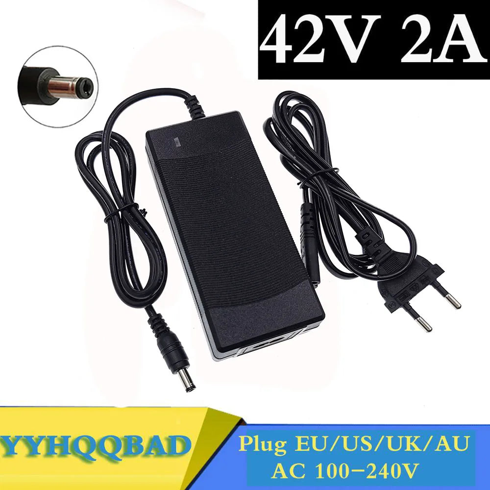 Glow 36V 2A battery charger Output 42V 2A Charger Input 100-240 VAC Lithium Li-ion Li-poly Charger For 10Series 36V Battery