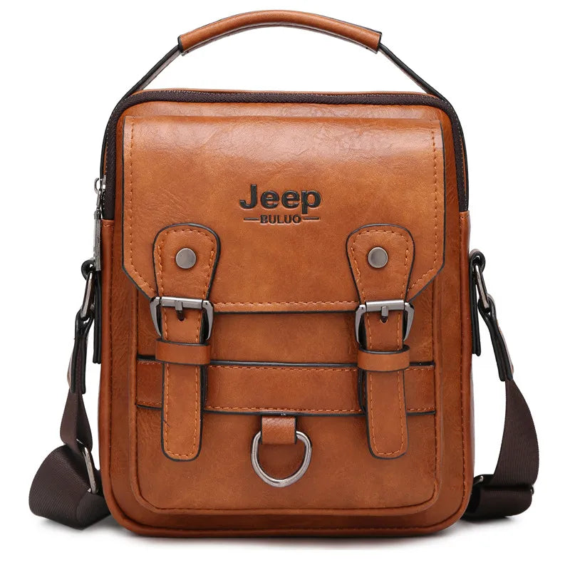 Glow JEEP BULUO Multi-function Business Handbags Men New Man's Shoulder Bag Large Capacity Leather Messenger Bag Crossbody Big Brand