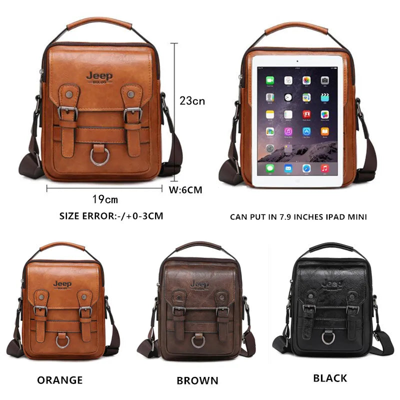 Glow JEEP BULUO Multi-function Business Handbags Men New Man's Shoulder Bag Large Capacity Leather Messenger Bag Crossbody Big Brand