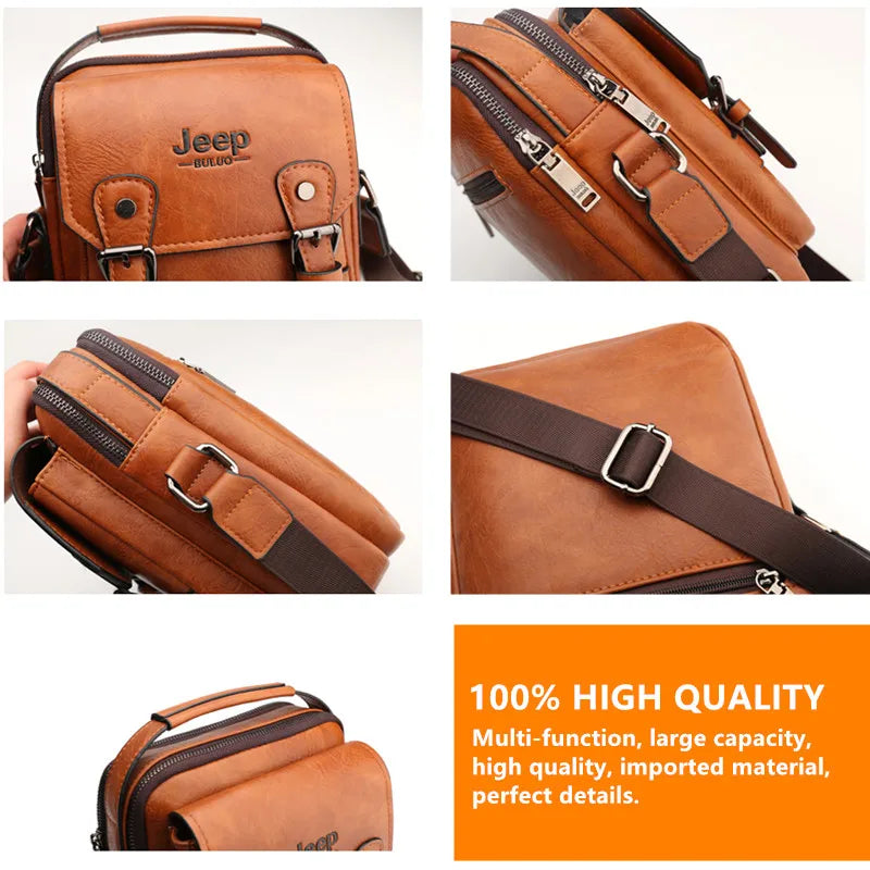 Glow JEEP BULUO Multi-function Business Handbags Men New Man's Shoulder Bag Large Capacity Leather Messenger Bag Crossbody Big Brand