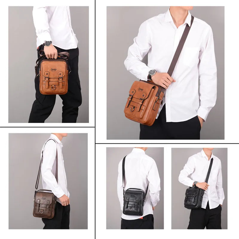Glow JEEP BULUO Multi-function Business Handbags Men New Man's Shoulder Bag Large Capacity Leather Messenger Bag Crossbody Big Brand