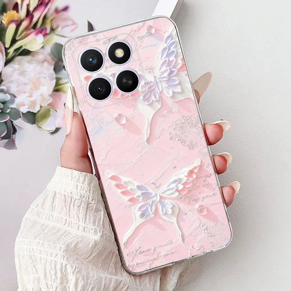 Glow For Cover Huawei Honor X8c 4G HonorX8c X8 C Phone Case Colorful Flower Butterfly Lxuru Women Fashion Soft Silicone Clear Etui
