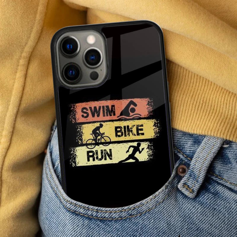 Glow Triathlon Tri Life Swim Bike Run Magnetic Soft Phone Case for iPhone 16 Promax 15 Pro 13 14 Plus 11 12 Mini MagSafe Coque