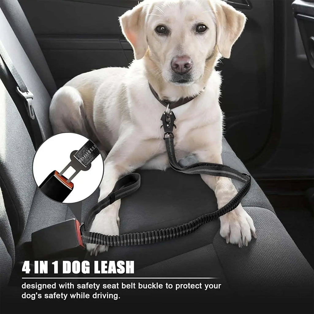 Glow Reflective Shock Absorbing Pet Dog Leash with Car Seatbelt for Large Dogs Heavy Duty Tactical Bungee Dog Leash No Pull Dog Leash