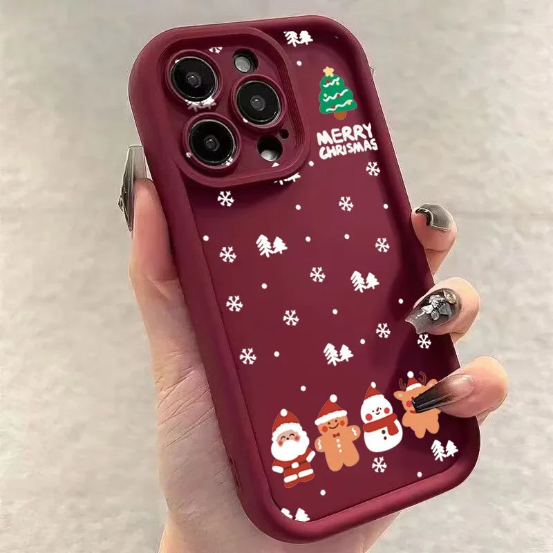 Glow Christmas Santa Elk Phone Case For iPhone 17 16 15 14 13 12 11 Pro Max X XS XR 7 8 Plus Soft Silicone Shockproof Back Cover