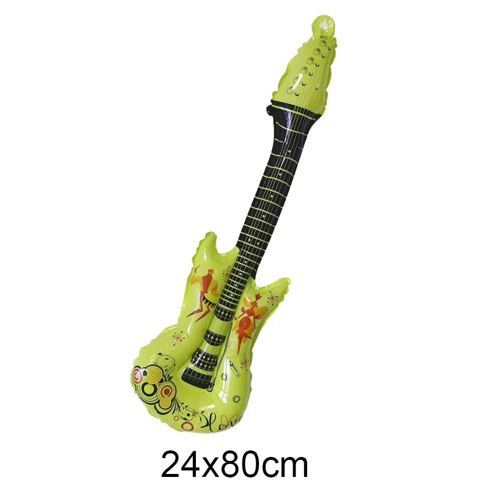 Glow PVC Guitar Microphone Balloon Rock Star Inflatable Musical Note Piano Balloons instrument Kids Adult Toys 80s 90s Party Supplies