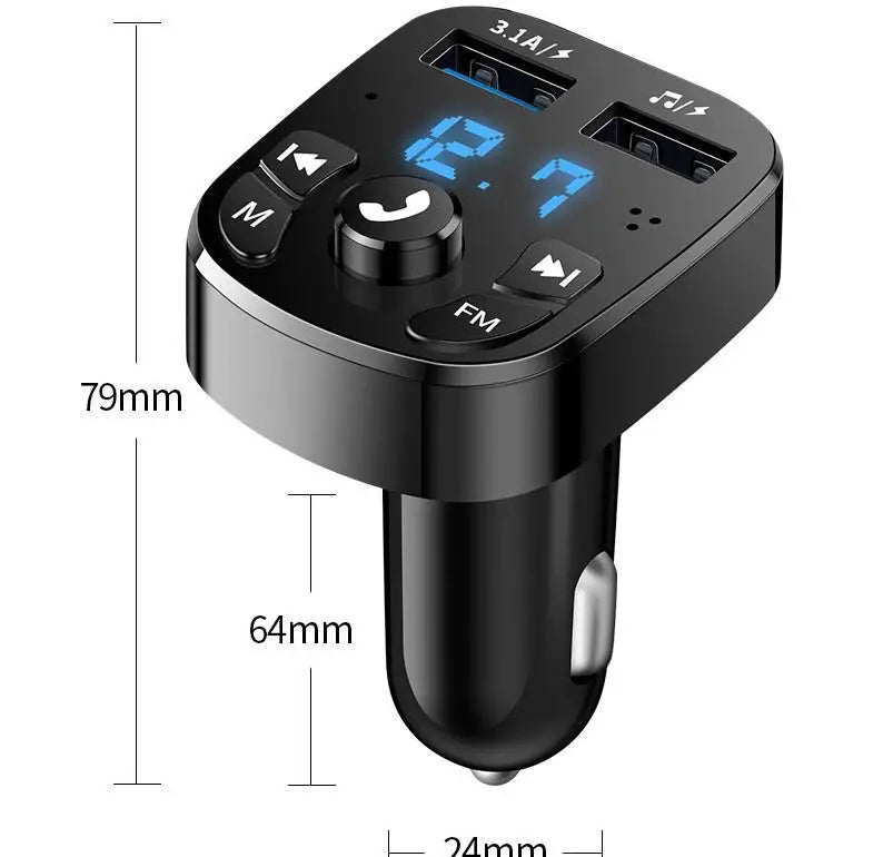 Glow Car Fm Transmitter Bluetooth 5.0 Aux Handsfree Wireless Car Kit Dual Usb Car Charger Auto Radio Fm Modulator MP3 Player Adapter