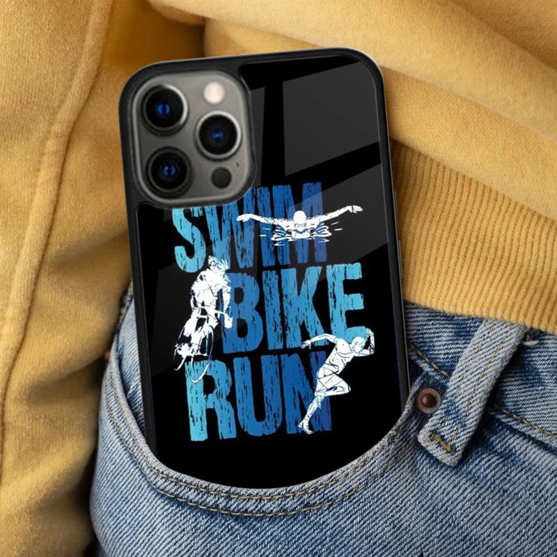 Glow Triathlon Tri Life Swim Bike Run Magnetic Soft Phone Case for iPhone 16 Promax 15 Pro 13 14 Plus 11 12 Mini MagSafe Coque