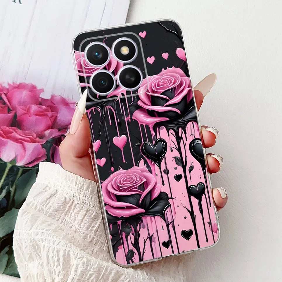 Glow For Cover Huawei Honor X8c 4G HonorX8c X8 C Phone Case Colorful Flower Butterfly Lxuru Women Fashion Soft Silicone Clear Etui