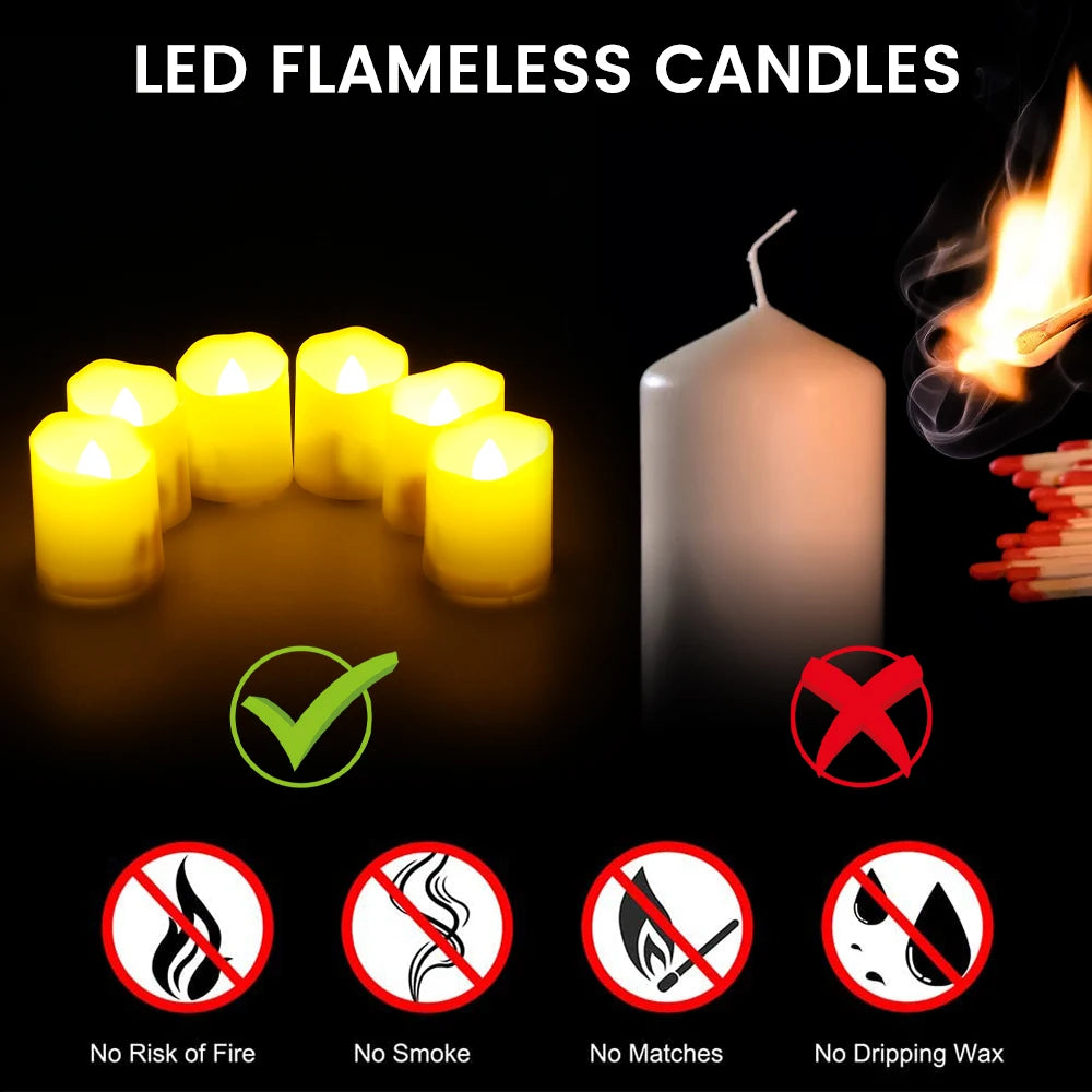 Glow LED Candle Light Rechargeable Flameless Flickering Tea Lights with Remote Control &Timer 6 Ports USB Charger Bedside Lamp 6PCS