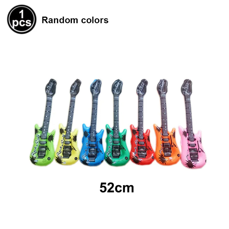 Glow PVC Guitar Microphone Balloon Rock Star Inflatable Musical Note Piano Balloons instrument Kids Adult Toys 80s 90s Party Supplies