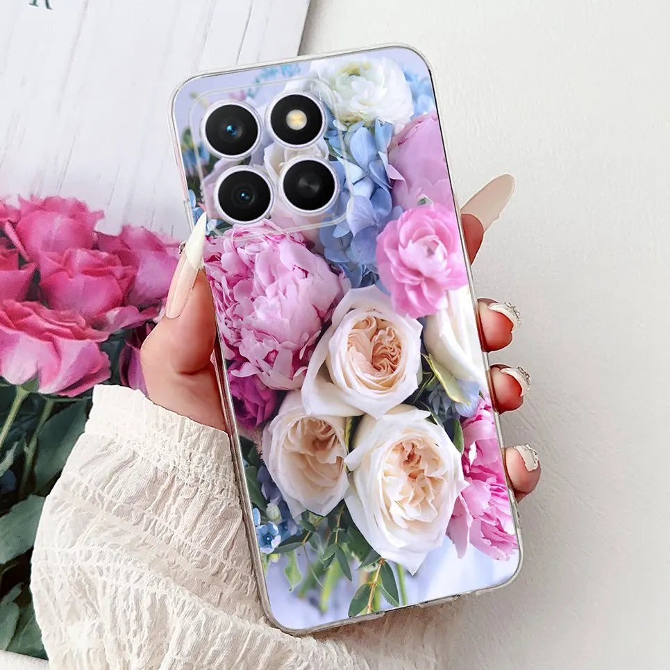 Glow For Cover Huawei Honor X8c 4G HonorX8c X8 C Phone Case Colorful Flower Butterfly Lxuru Women Fashion Soft Silicone Clear Etui
