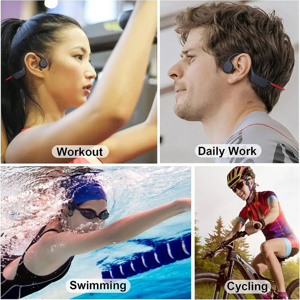 Glow Wireless Earphones for shokz open Sports Bone Conduction Bluetooth IPX8 Waterproof Headphones With 32G RAM Mp3 Music Headset