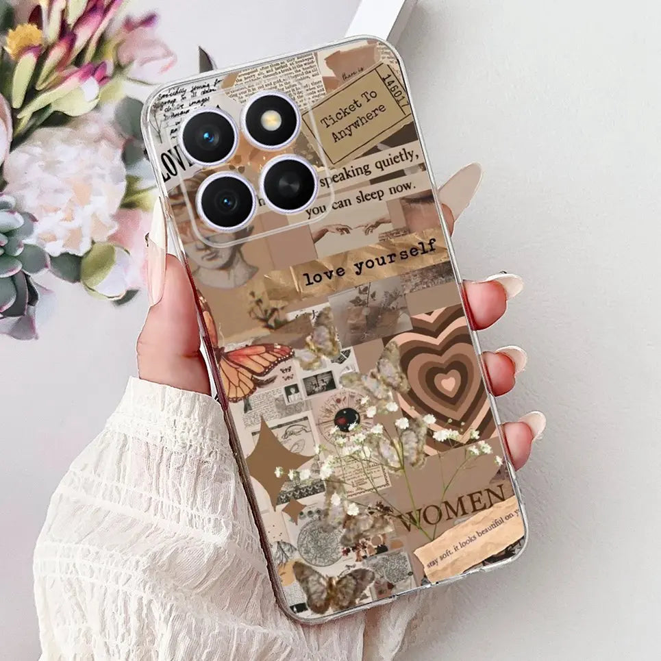 Glow For Cover Huawei Honor X8c 4G HonorX8c X8 C Phone Case Colorful Flower Butterfly Lxuru Women Fashion Soft Silicone Clear Etui