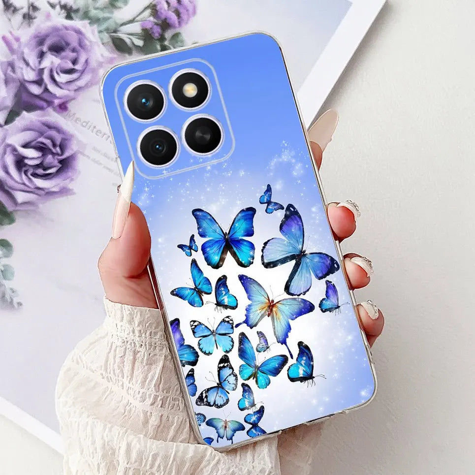 Glow For Cover Huawei Honor X8c 4G HonorX8c X8 C Phone Case Colorful Flower Butterfly Lxuru Women Fashion Soft Silicone Clear Etui