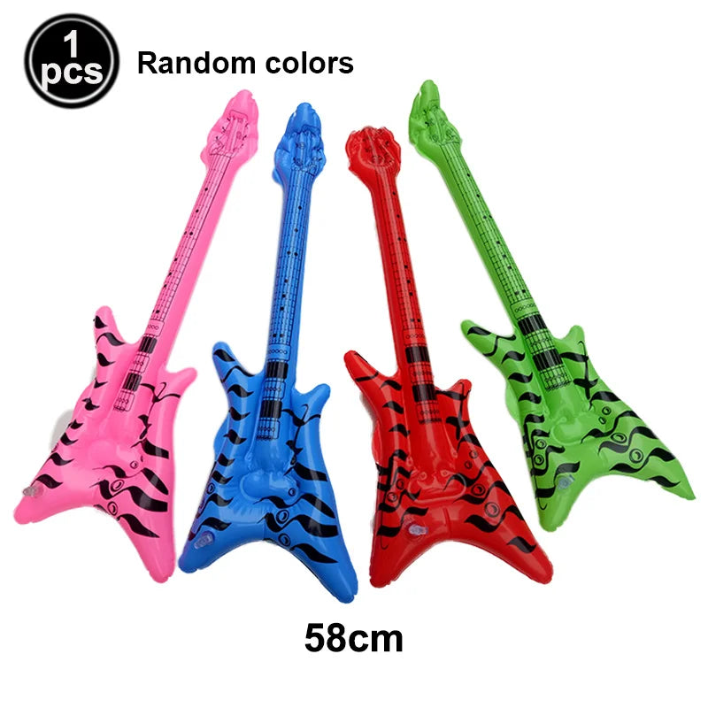 Glow PVC Guitar Microphone Balloon Rock Star Inflatable Musical Note Piano Balloons instrument Kids Adult Toys 80s 90s Party Supplies
