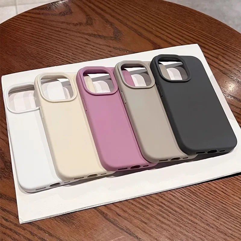 Glow Genuine liquid silicone rugged phone case for iPhone 16 15 14 13 12 11 Pro Max Plus Titanium gray shockproof soft back cover