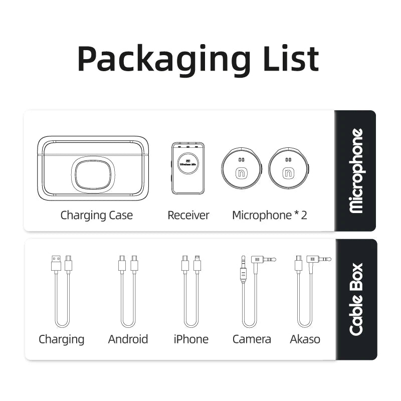 Glow wireless microphone mic cycling motorcycle mic for AKASO Brave 7 /Brave 8/Brave 6 Plus Action Camera accessories hifi sound mic