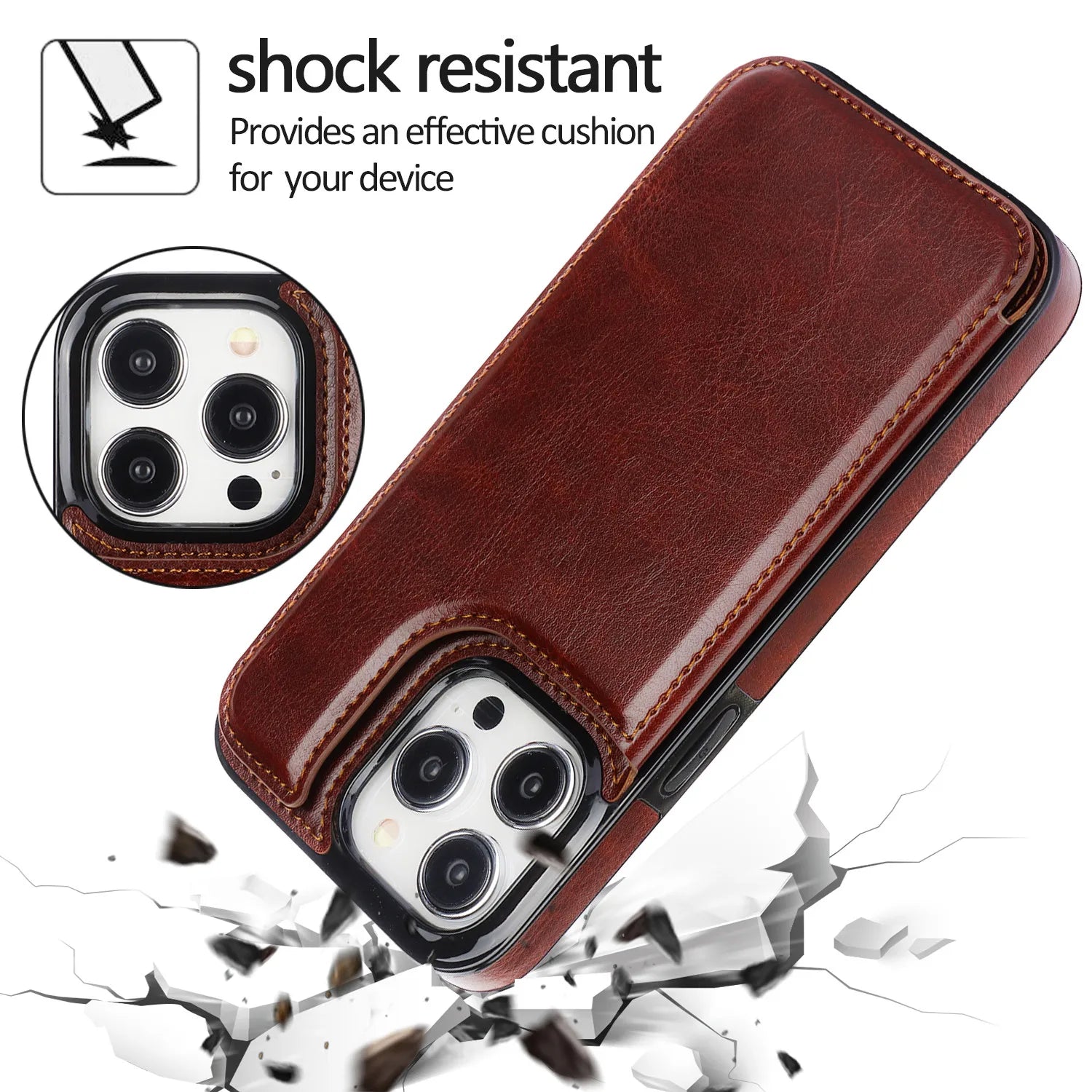 Glow Flip PU Leather Phone Case for IPhone 13 12 Mini 17 Air 16E 16 15 Plus 14 11 Pro Max Wallet with Card Holder Shockproof Cover