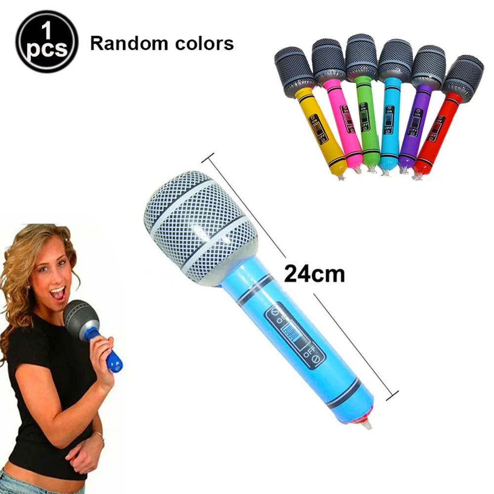 Glow PVC Guitar Microphone Balloon Rock Star Inflatable Musical Note Piano Balloons instrument Kids Adult Toys 80s 90s Party Supplies