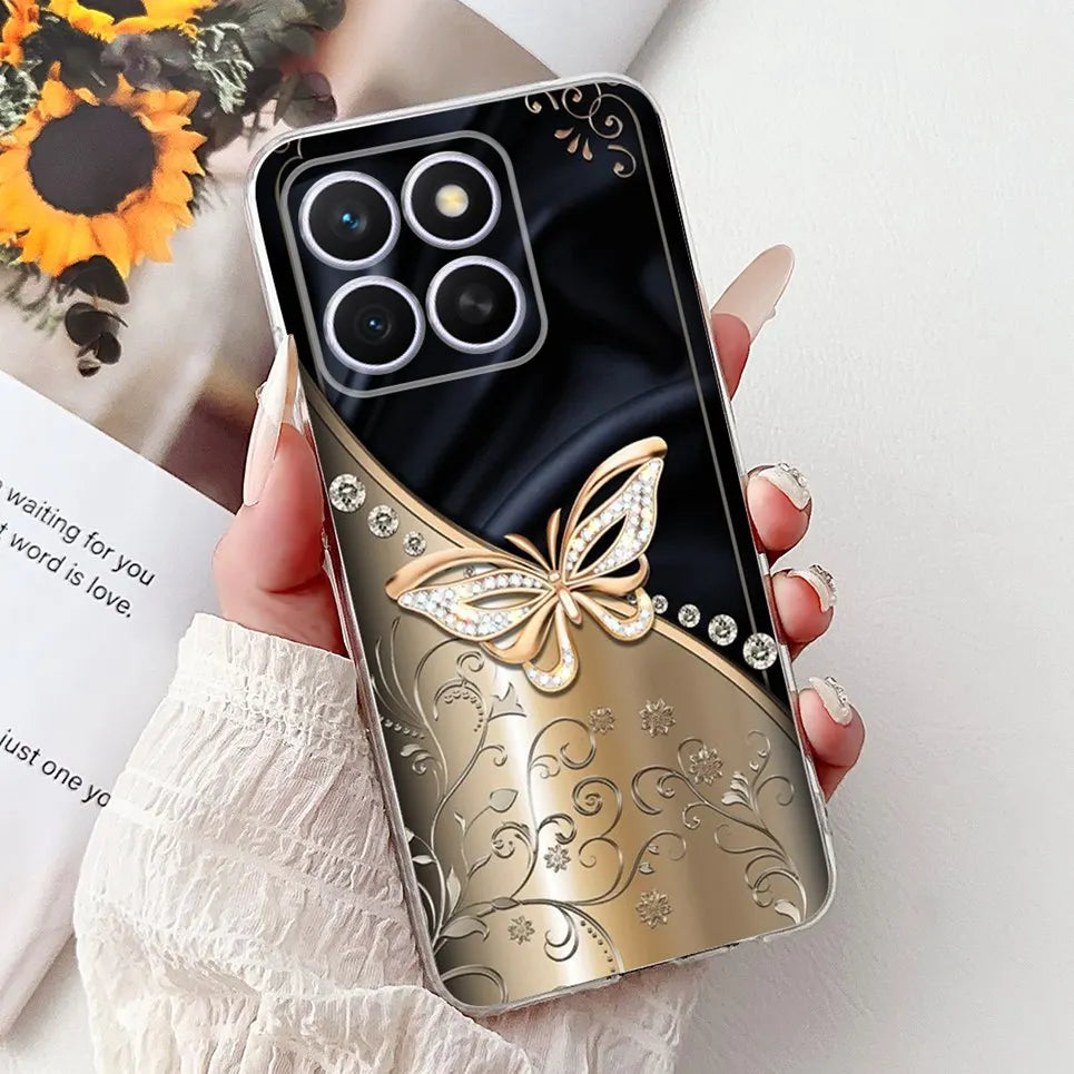 Glow For Cover Huawei Honor X8c 4G HonorX8c X8 C Phone Case Colorful Flower Butterfly Lxuru Women Fashion Soft Silicone Clear Etui