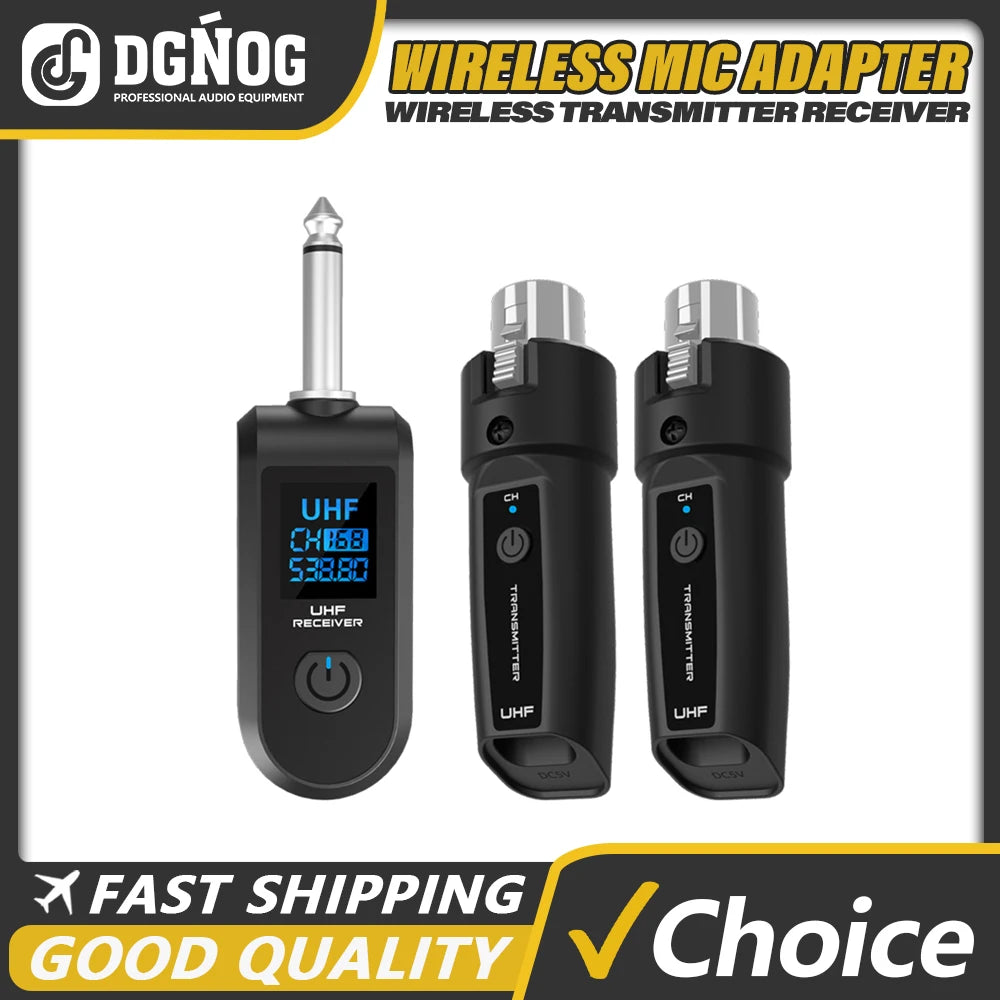 Glow 2.4GHz XLR Adapter System Wireless Microphone Transmitter Receiver System for Dynamic Microphone Guitar Audio Mixer PA System