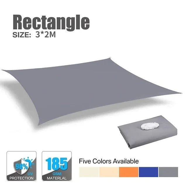 Waterproof Oxford Gray Square Rectangle Shade Sail Garden Terrace Canopy Swimming Sun Shade Outdoor Camping Yard Sail Shelter