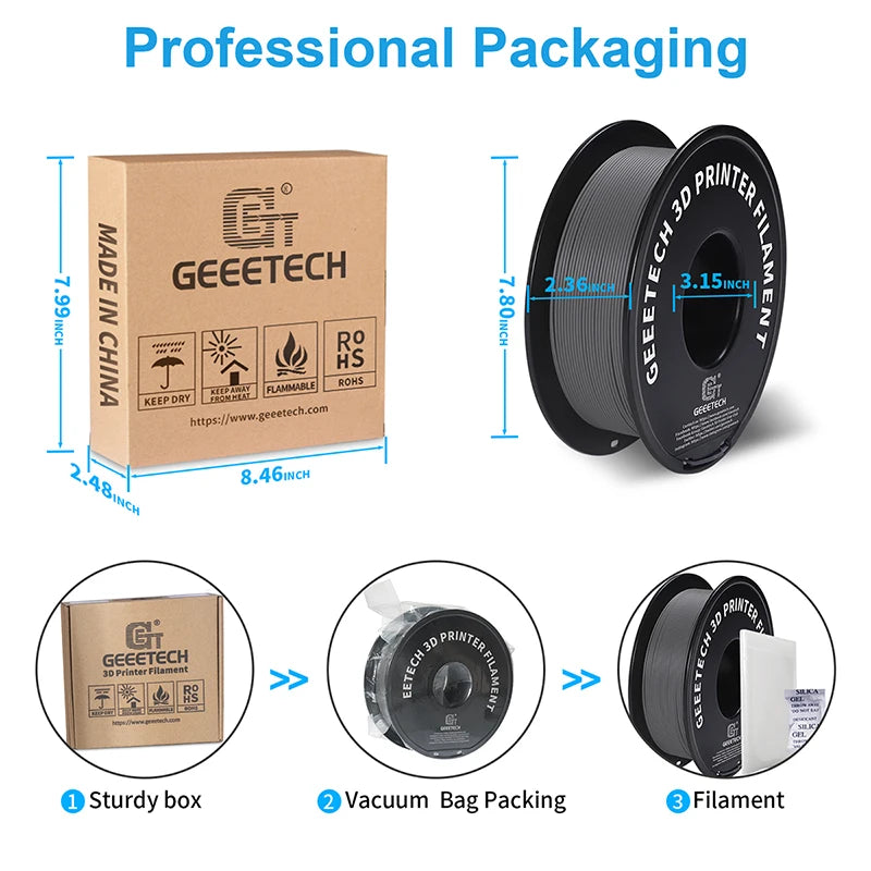 Glow Geeetech 1kg 1.75mm Matte PLA 3D Printer Filament Vacuum Packaging Overseas Warehouses A variety of Colors Fast Ship