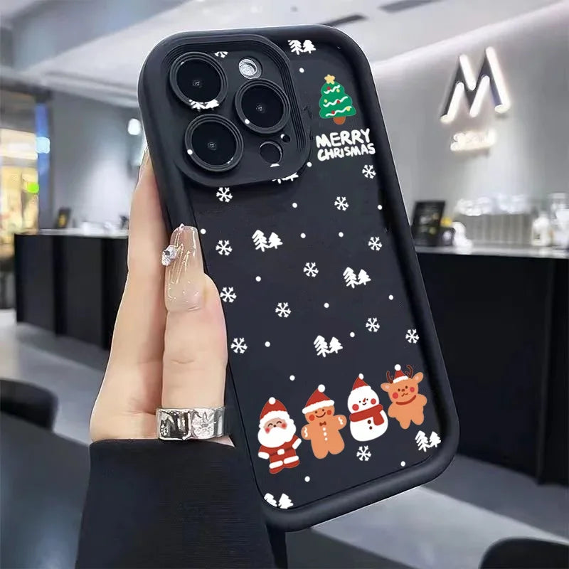 Glow Christmas Santa Elk Phone Case For iPhone 17 16 15 14 13 12 11 Pro Max X XS XR 7 8 Plus Soft Silicone Shockproof Back Cover