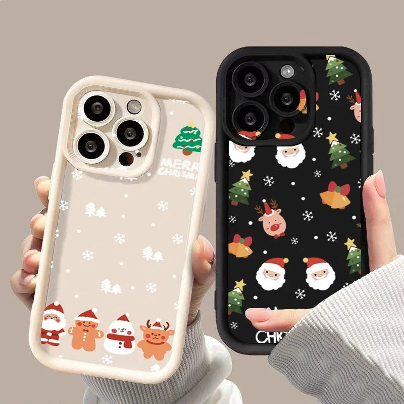 Glow Christmas Santa Elk Phone Case For iPhone 17 16 15 14 13 12 11 Pro Max X XS XR 7 8 Plus Soft Silicone Shockproof Back Cover