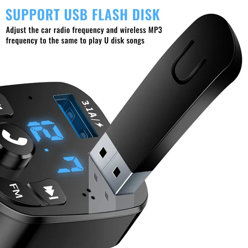 Glow Car Fm Transmitter Bluetooth 5.0 Aux Handsfree Wireless Car Kit Dual Usb Car Charger Auto Radio Fm Modulator MP3 Player Adapter
