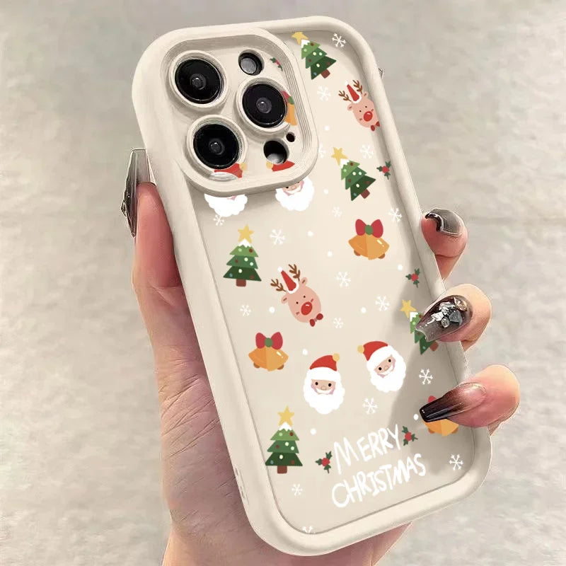 Glow Christmas Santa Elk Phone Case For iPhone 17 16 15 14 13 12 11 Pro Max X XS XR 7 8 Plus Soft Silicone Shockproof Back Cover