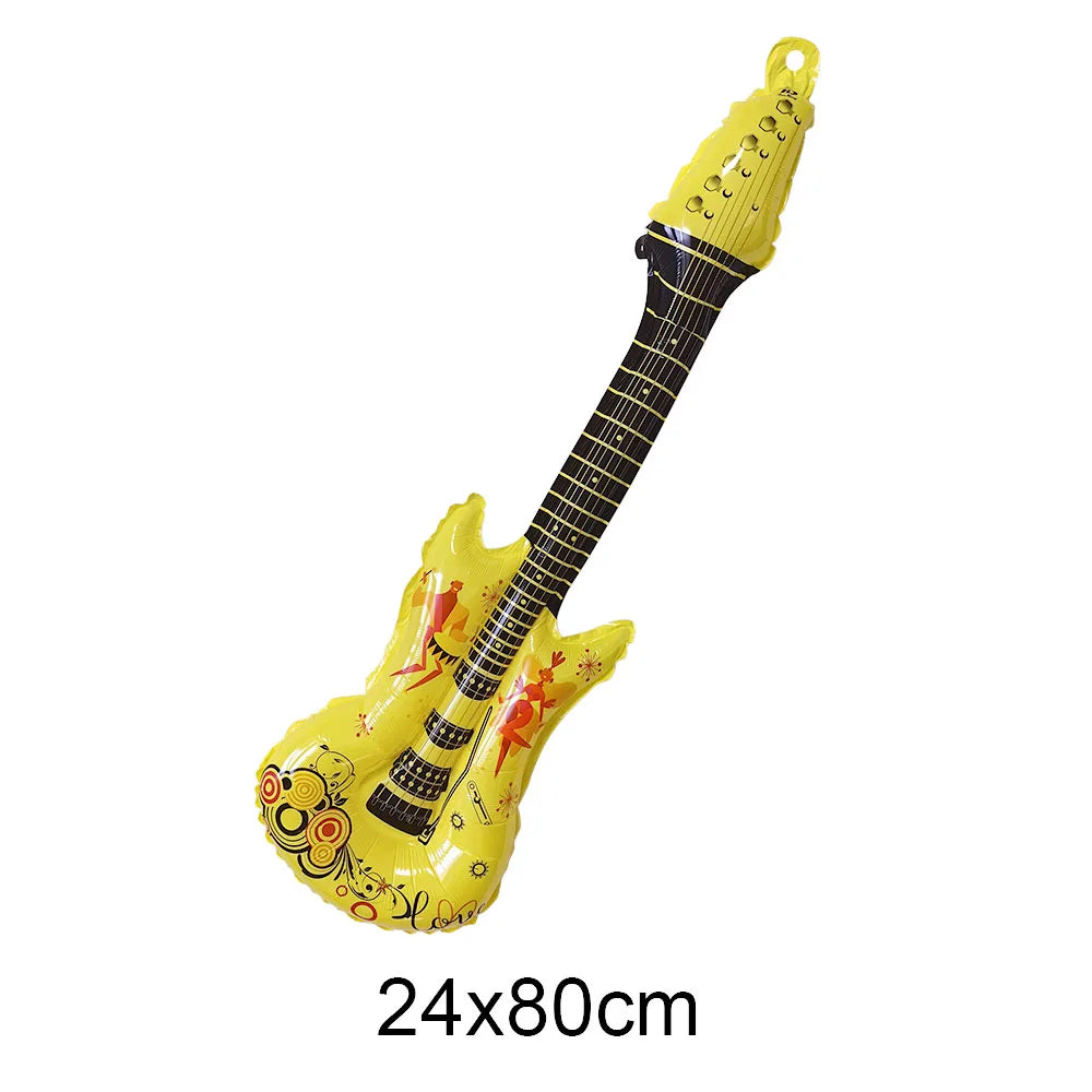 Glow PVC Guitar Microphone Balloon Rock Star Inflatable Musical Note Piano Balloons instrument Kids Adult Toys 80s 90s Party Supplies