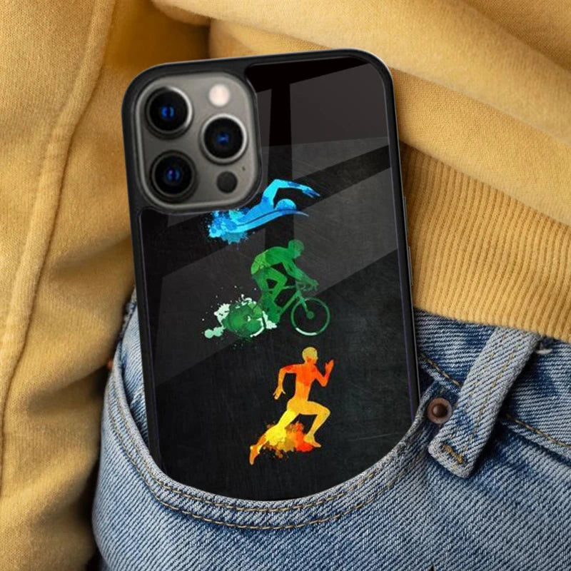 Glow Triathlon Tri Life Swim Bike Run Magnetic Soft Phone Case for iPhone 16 Promax 15 Pro 13 14 Plus 11 12 Mini MagSafe Coque