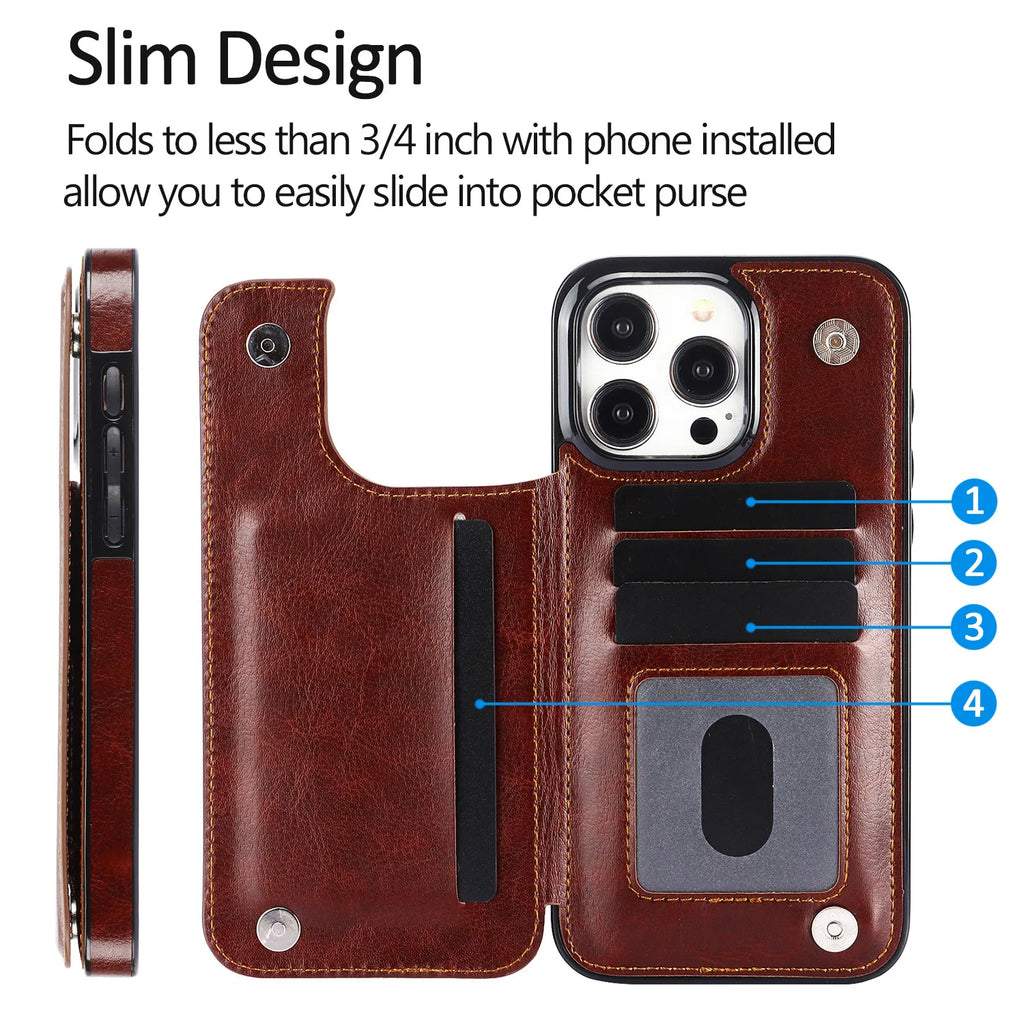 Glow Flip PU Leather Phone Case for IPhone 13 12 Mini 17 Air 16E 16 15 Plus 14 11 Pro Max Wallet with Card Holder Shockproof Cover