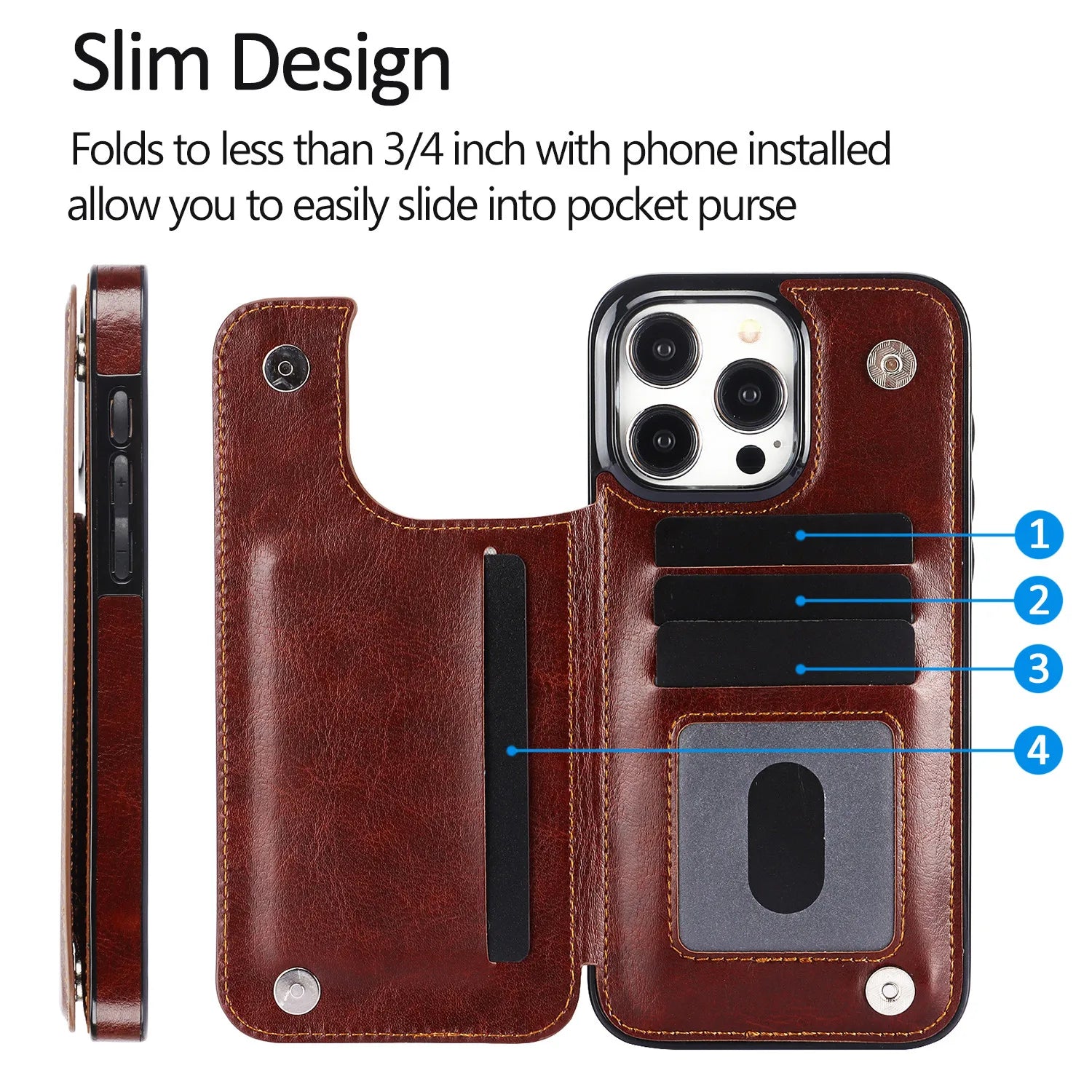 Glow Flip PU Leather Phone Case for IPhone 13 12 Mini 17 Air 16E 16 15 Plus 14 11 Pro Max Wallet with Card Holder Shockproof Cover