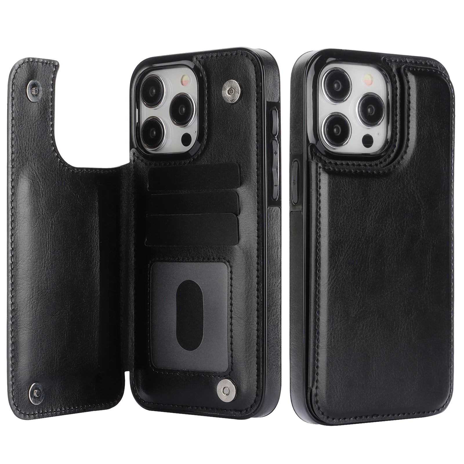 Glow Flip PU Leather Phone Case for IPhone 13 12 Mini 17 Air 16E 16 15 Plus 14 11 Pro Max Wallet with Card Holder Shockproof Cover