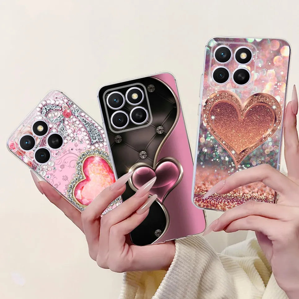 Glow For Cover Huawei Honor X8c 4G HonorX8c X8 C Phone Case Colorful Flower Butterfly Lxuru Women Fashion Soft Silicone Clear Etui