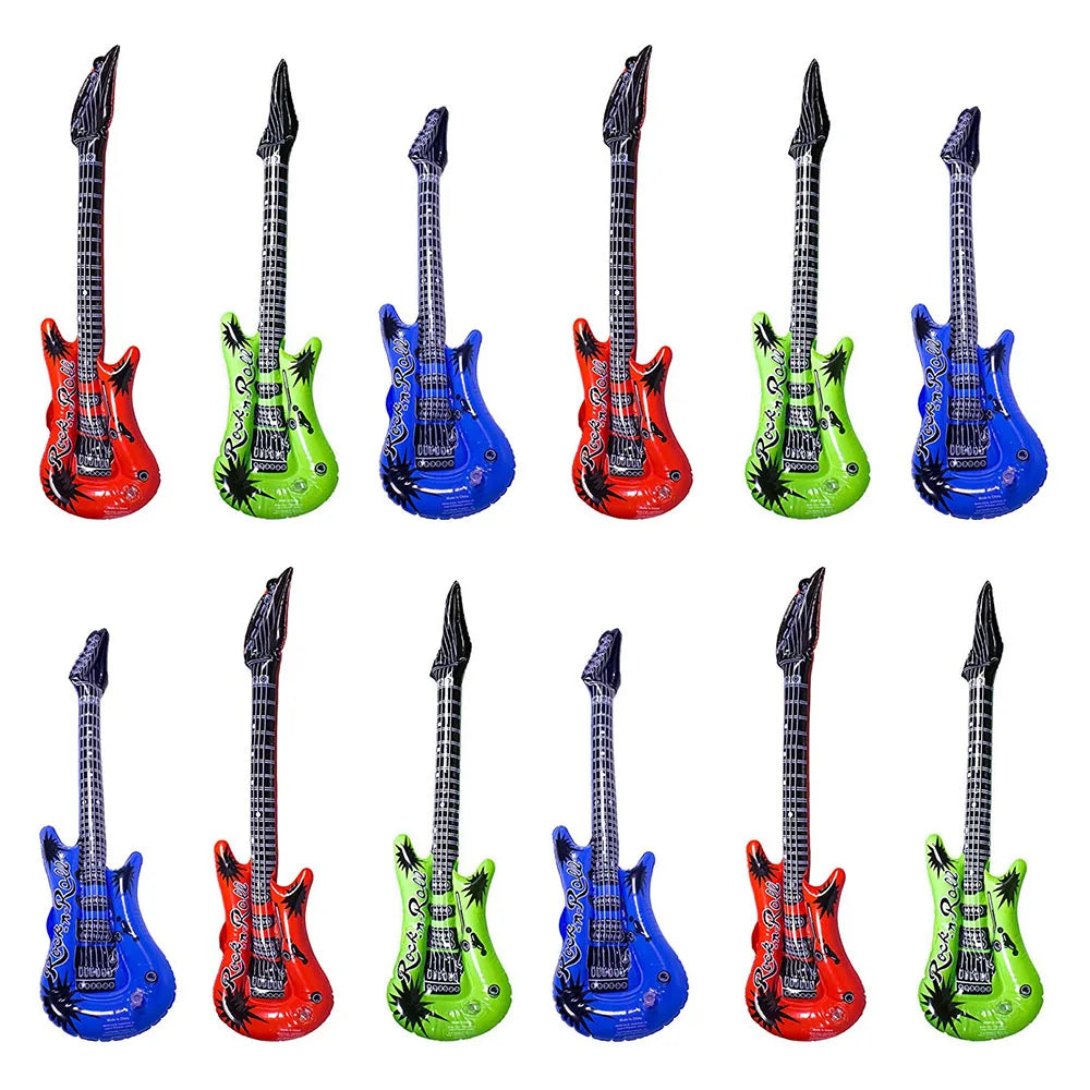 Glow PVC Guitar Microphone Balloon Rock Star Inflatable Musical Note Piano Balloons instrument Kids Adult Toys 80s 90s Party Supplies