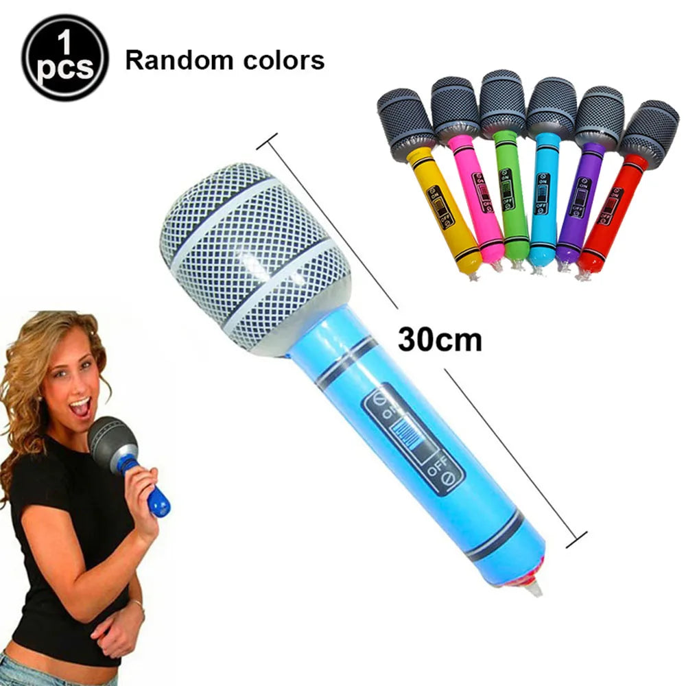 Glow PVC Guitar Microphone Balloon Rock Star Inflatable Musical Note Piano Balloons instrument Kids Adult Toys 80s 90s Party Supplies