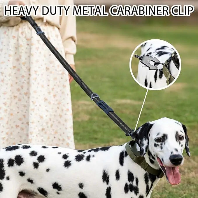 Glow Reflective Shock Absorbing Pet Dog Leash with Car Seatbelt for Large Dogs Heavy Duty Tactical Bungee Dog Leash No Pull Dog Leash