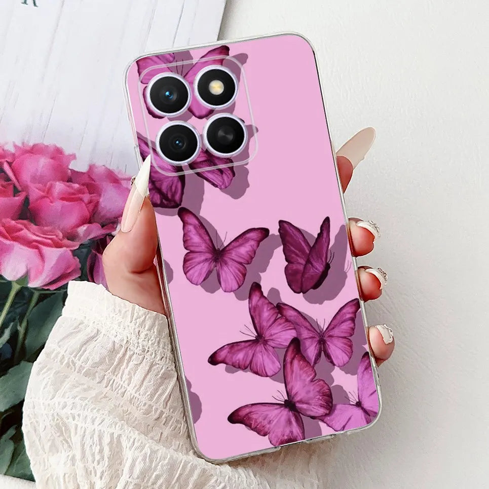 Glow For Cover Huawei Honor X8c 4G HonorX8c X8 C Phone Case Colorful Flower Butterfly Lxuru Women Fashion Soft Silicone Clear Etui