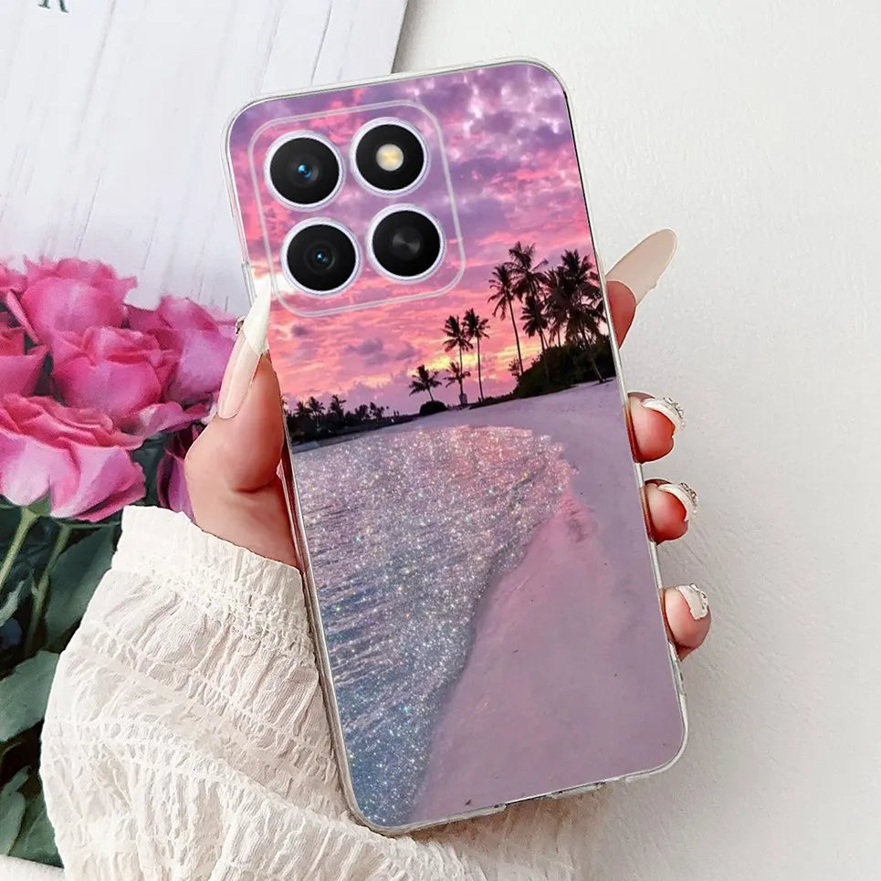 Glow For Cover Huawei Honor X8c 4G HonorX8c X8 C Phone Case Colorful Flower Butterfly Lxuru Women Fashion Soft Silicone Clear Etui