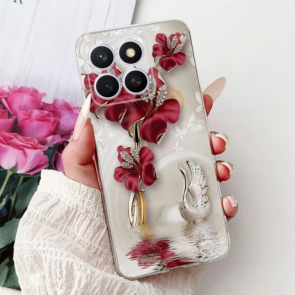 Glow For Cover Huawei Honor X8c 4G HonorX8c X8 C Phone Case Colorful Flower Butterfly Lxuru Women Fashion Soft Silicone Clear Etui