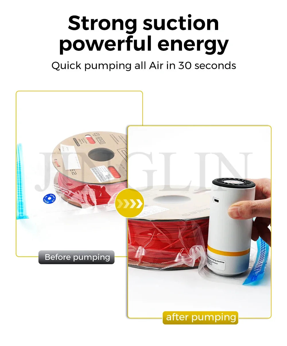 Glow 3D Printer PLA ABS TPU PETG 1kg Filament Vacuum Storage Bags Keep Material Dry Avoid Moisture Consumable Safekeep Filament Bag