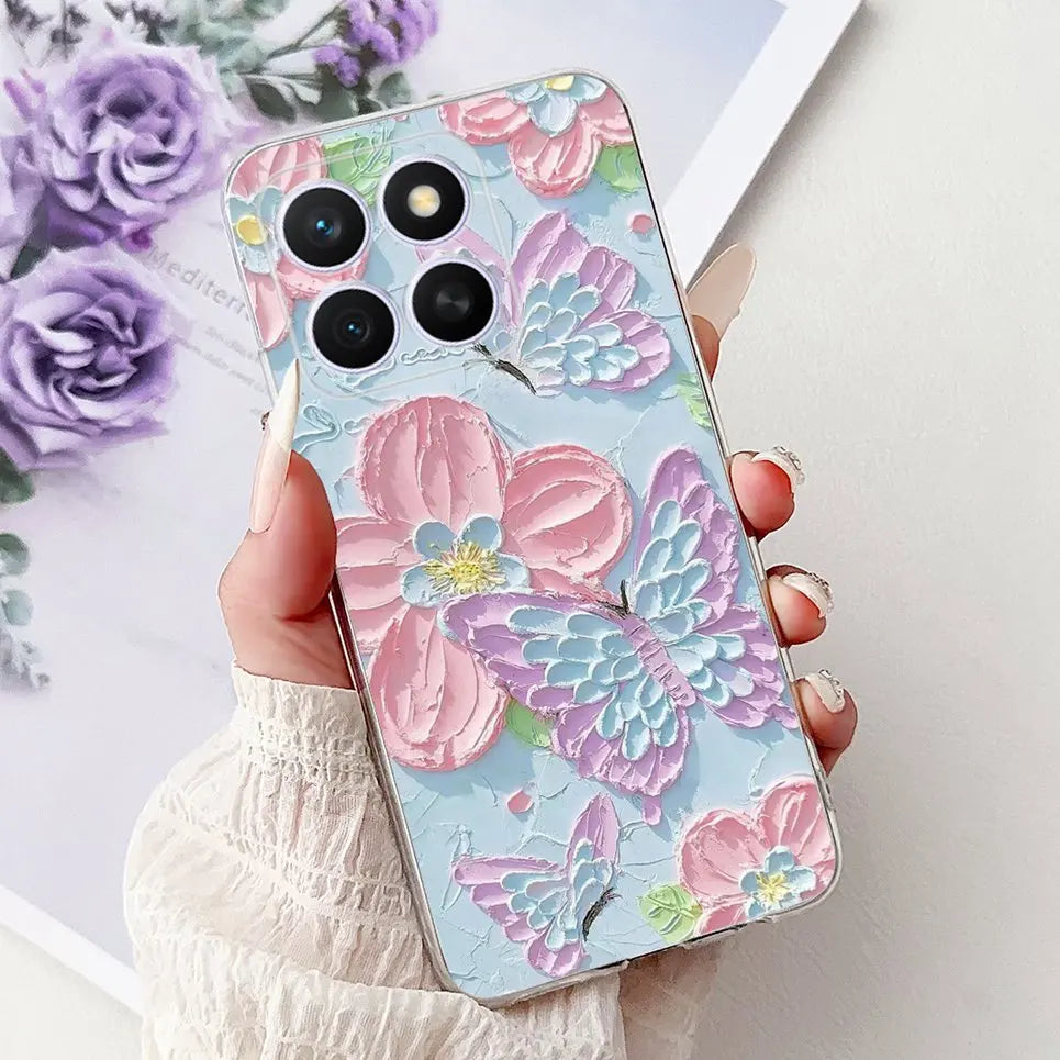 Glow For Cover Huawei Honor X8c 4G HonorX8c X8 C Phone Case Colorful Flower Butterfly Lxuru Women Fashion Soft Silicone Clear Etui