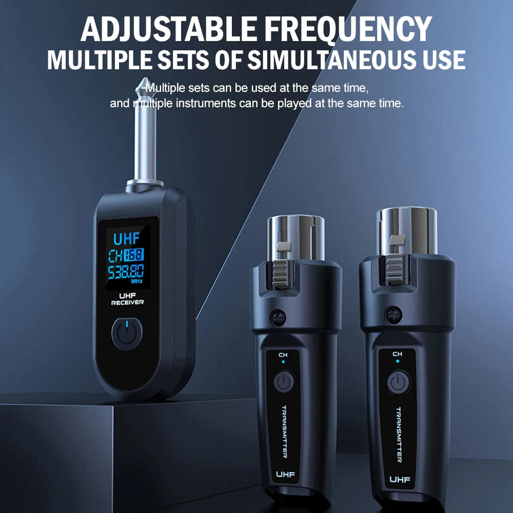 Glow 2.4GHz XLR Adapter System Wireless Microphone Transmitter Receiver System for Dynamic Microphone Guitar Audio Mixer PA System