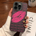 Glow Gothic Style Black Lip Phone Case For iPhone 15 14 13 12 11 Pro Max XS X XR 7 8 Plus SE 2020 Mini Shockproof Soft Silicone Cover