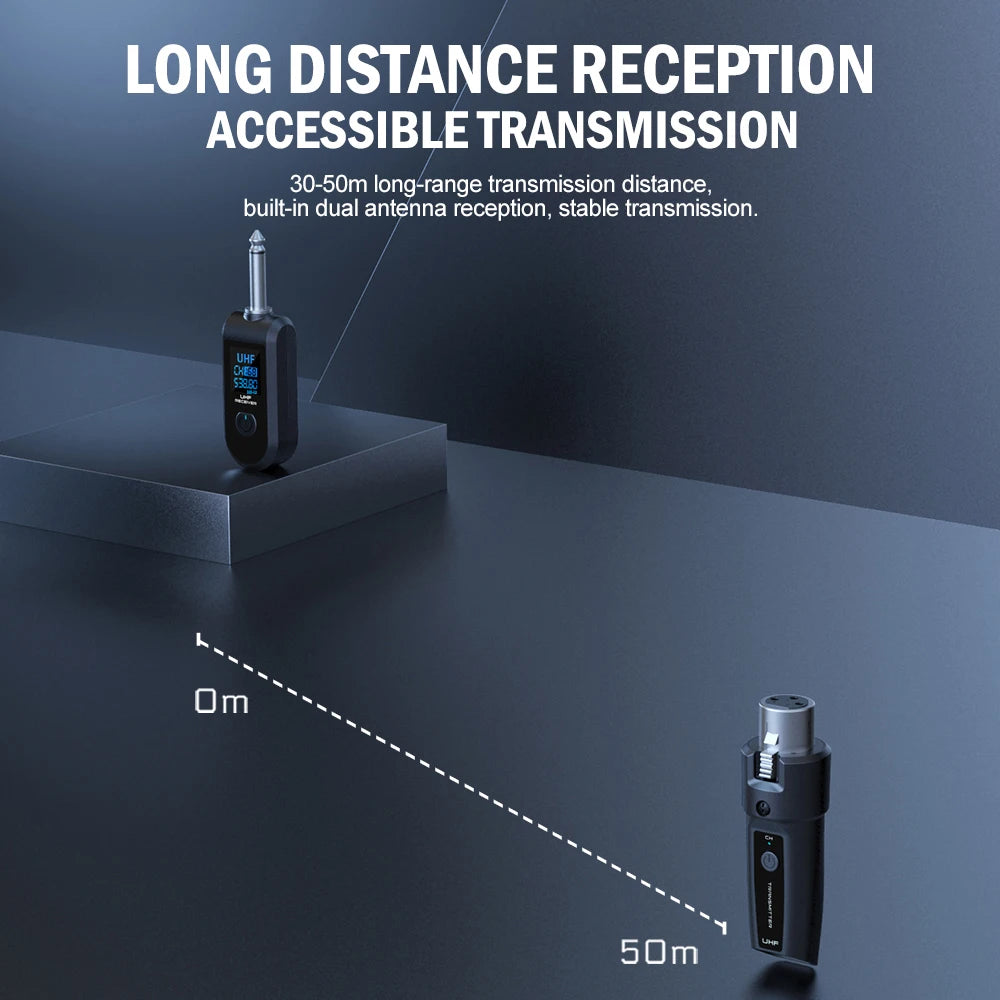 Glow 2.4GHz XLR Adapter System Wireless Microphone Transmitter Receiver System for Dynamic Microphone Guitar Audio Mixer PA System