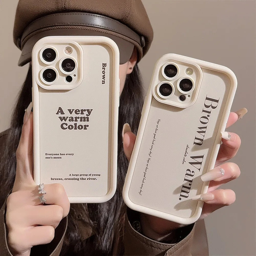Glow Aesthetic Letter Pattern Phone Case For iPhone 16 15 14 13 12 11 Pro Max X XR XS Max 8 7 Plus SE 2020 Silicone Shockproof Cover